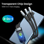 3-in-1 Fast Charging Data Cable with LED Power Display