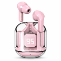 Pink Wireless Bluetooth Earbuds with LED Battery Display