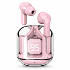Pink Wireless Bluetooth Earbuds with LED Battery Display